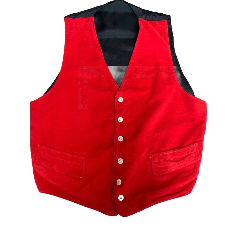 American Vintage Equestrian Vest Western Reversible Womens Red Plaid S/M - Picture 6 of 12